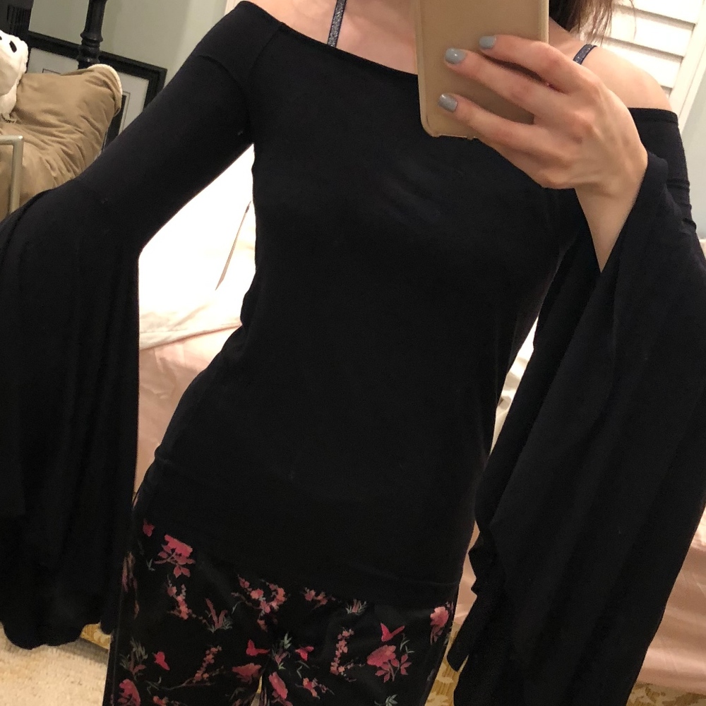 Free People Long Bell Sleeve Top